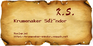 Krumenaker Sándor névjegykártya